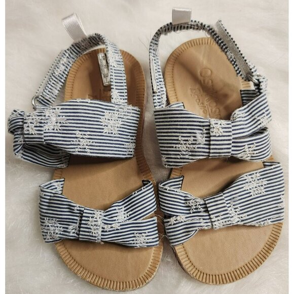 OshKosh B'Gosh Baby Girl 6M Pinstripe Floral Sandals - Picture 1 of 7